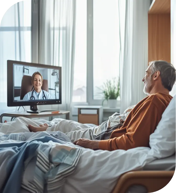 Stroke patient being seen by a telestroke neurologist