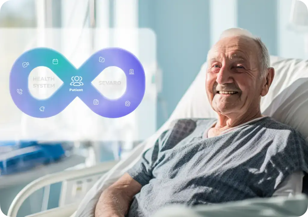 Hospital patient laying in bed after a stroke, recoverying