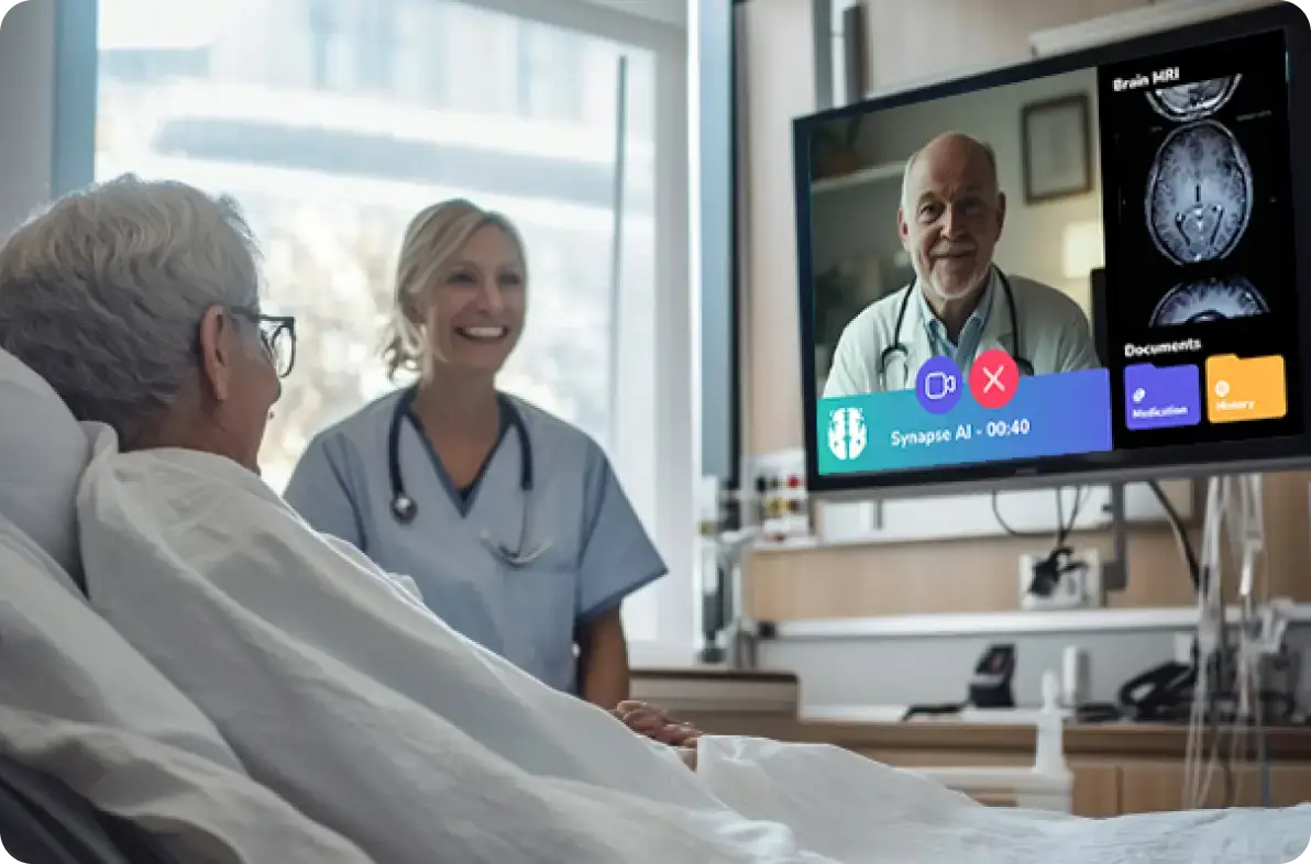 A stroke patient in a hospital going through a telestroke consult